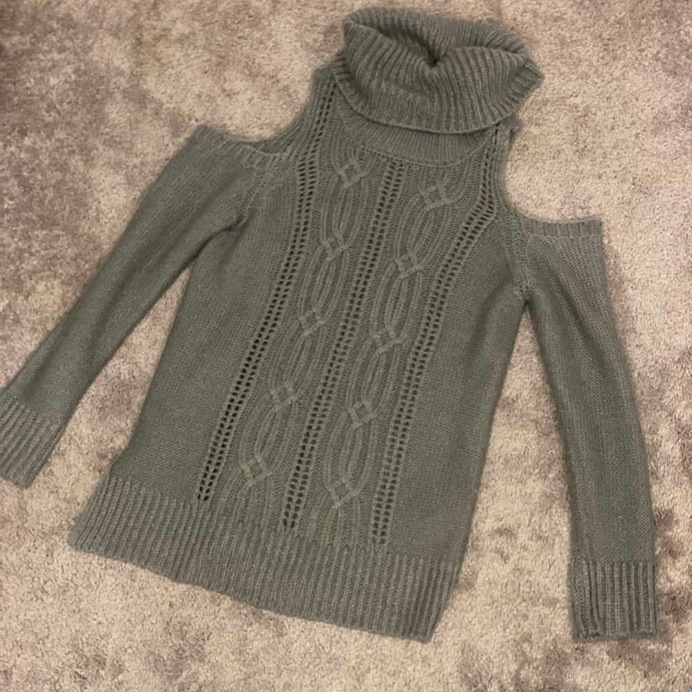 Say What? Gray Cold Shoulder Sweater